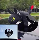 KLROSCAYI Toothless Car Accessory, Dragon Car Accessory, Toothless Dragon Toy, Dragon Car Accessories with Suction Cup, Dragon Stuffed Plush Animal with Movable Wings (10.6 Inch Black)