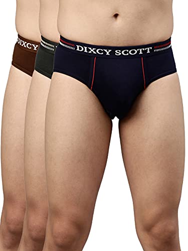 Image of Dixcy Scott Men's Cotton Briefs (Pack of 3) (REPLAY LT BROWN /OLIVE /NAVY L)