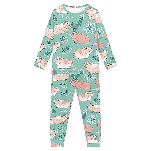 QWEFVB Conjunto de pijama para niñas y niños, conjunto de 2 piezas, Cerdo de Guinea, 11-12 años