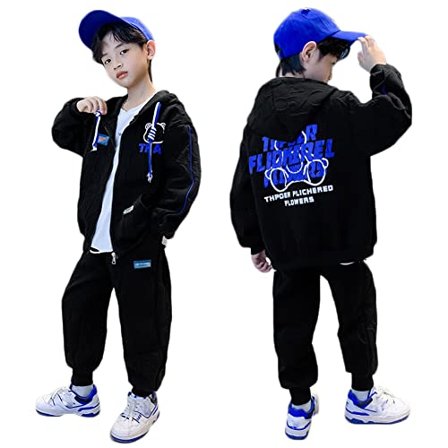 [JYTCGSU] �q�� �W���[�W �j�̎q �㉺�Z�b�g �X�E�F�b�g ���� 2�_�Z�b�g �q���� �j�̎q �X�|�[�c�E�F�A �Z�b�g�A�b�v �p�[�J�[ �t�[�h�t�� �g���[�i�[ �L�b�Y �_���X�ߑ� �W���j�A �t�H �^���� 110-170cm (�u���b�N,150cm)