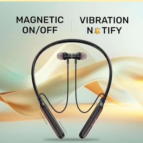 Image of Voods Active Plus Bluetooth Neckband with Vibration Alert, Magnetic On /Off, 30H Playtime, Fast Charging, HD Call Clarity, Dual Pairing, Wireless Earphones for Calling (Black)