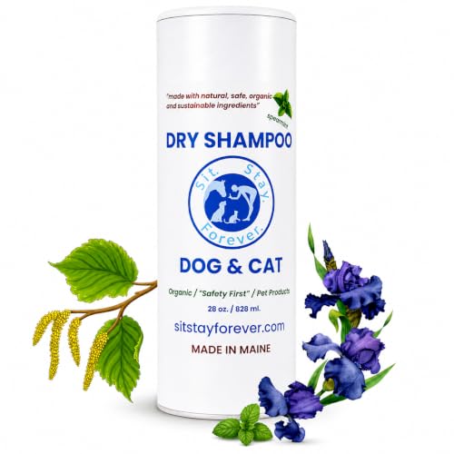 Sit Stay Forever.Dry Shampoo for Dogs & Cats &ndash; Organic Dry Powder, Waterless No-Rinse, Lick-Safe...