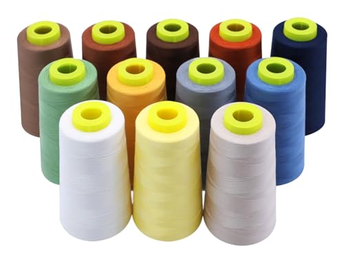 EVERLOCK Serger Thread Set – 12 Cones, Earth & Neutral