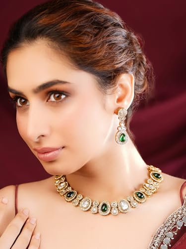 Image of Rubans Gold Plated Kundan Traditional Statement Necklace Set for Women