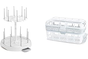 High Capacity Baby Bottle Drying Rack and Dishwasher Basket for Wide Neck...