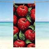 Toalla de Playa Rojo, Toalla Playa Grande 220x100 cm, Toallas Microfibra Tacto Velour, Toallas Piscina Ultra Absorbente y Anti-Arena Beach Towels - para Yoga, Deporte, Natación, Viajes Fruta 0l-209