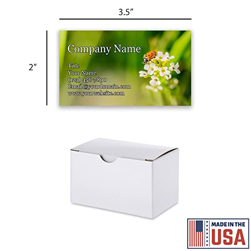 Personalized Business Cards - 3.5\" x 2\" - 100 Pack of Thick Sturdy 14PT Cards - Lawn Care, Snow Removal, Landscaping Designs - 100% Made in the U.S.A. (Bloom) - Thumbnail 2