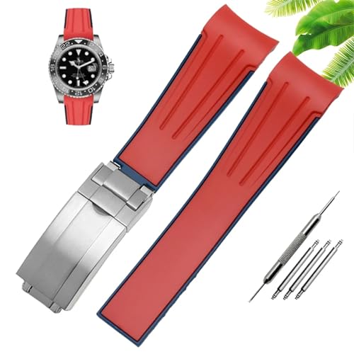 Bracelet de montre silicone 22mm 20mm haut de gamme avec boucle pliante noire