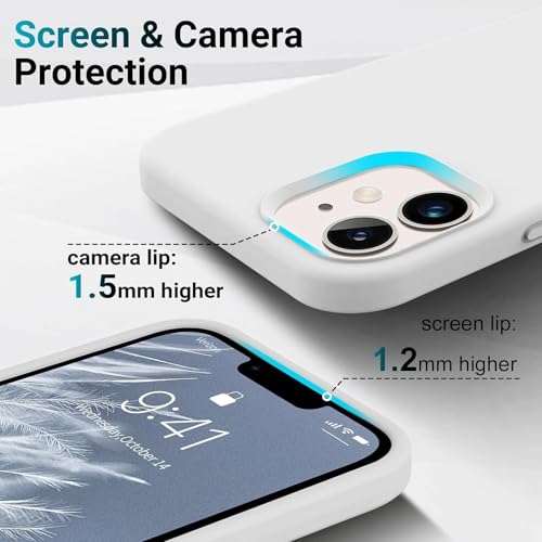 Image of Premium Liquid Silicone Case for iPhone 12 & 12 Pro - Slim Full Body Protective Back Cover with Soft Microfiber Lining, Anti-Slip Grip Scratch Resistant Phone Case(White)