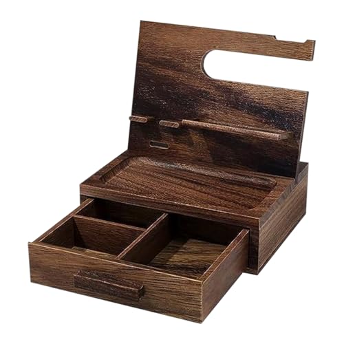 Dock del telefono in legno - Organizzatore cassetto Archiviazione multiuso supporto per maschile Tasto e per orologio del comodino GIF