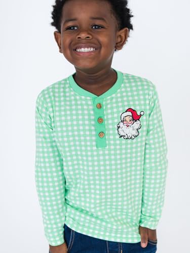 Image of RUGGEDBUTTS Baby /Toddler Boys Long Sleeve Henley Tee - Knit Henley Shirt | 4-Way Stretch Fabric, Button-Up Placket, Fade And Snag Resistant, Lightweight Unlined Design, Monogram Ready