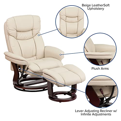Flash Furniture Recliner Chair With Ottoman | Beige Leathersoft Swivel Recliner Chair With Ottoman Footrest #TOP5