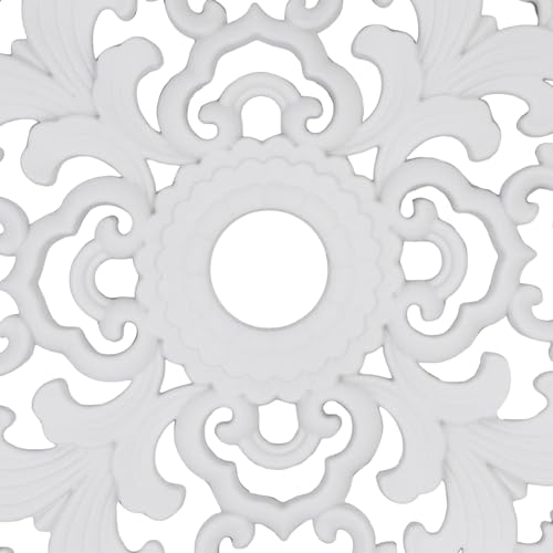 Image of Ceiling Medallion 2Pcs, 12 x 1.57 Inches, White ABS | Whole Circle, Fits 1.57 Inch Canopy, European Vintage Carving, Decor For Chandeliers & Ceiling Fans, Made of Plastic