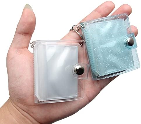 Pilikoll 5 Pcs Mini Photo Album Keychain 2 Inch Photocard Album Keyring with 24 Pockets Photo PVC Small Pocket Photo Album Keychain for Photo,Picture Cards, ID Photo and Card Storage