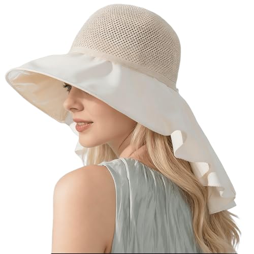 Sombrero de sol para mujer, ala ancha, plegable, beige miniatura 1
