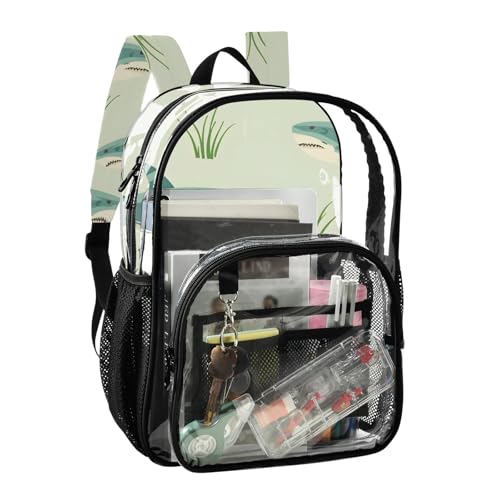SUABO Shark Clear Backpack Heavy Duty Clear Bookbag Transparent See Through PVC Backpacks for School2