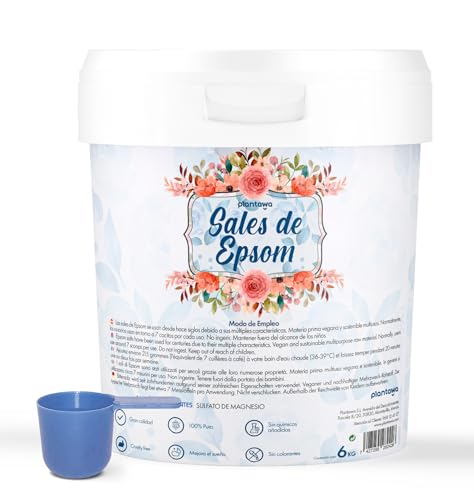 PLANTAWA Epsom Salz 6KG | Reines Magnesiumsulfat Badesalz | Schäumendes Magnesium Bad für Muskelentspannung | Natürliche Aromatherapie für Erholsamen Schlaf | Ohne Zusatzstoffe und 100% Natürlich