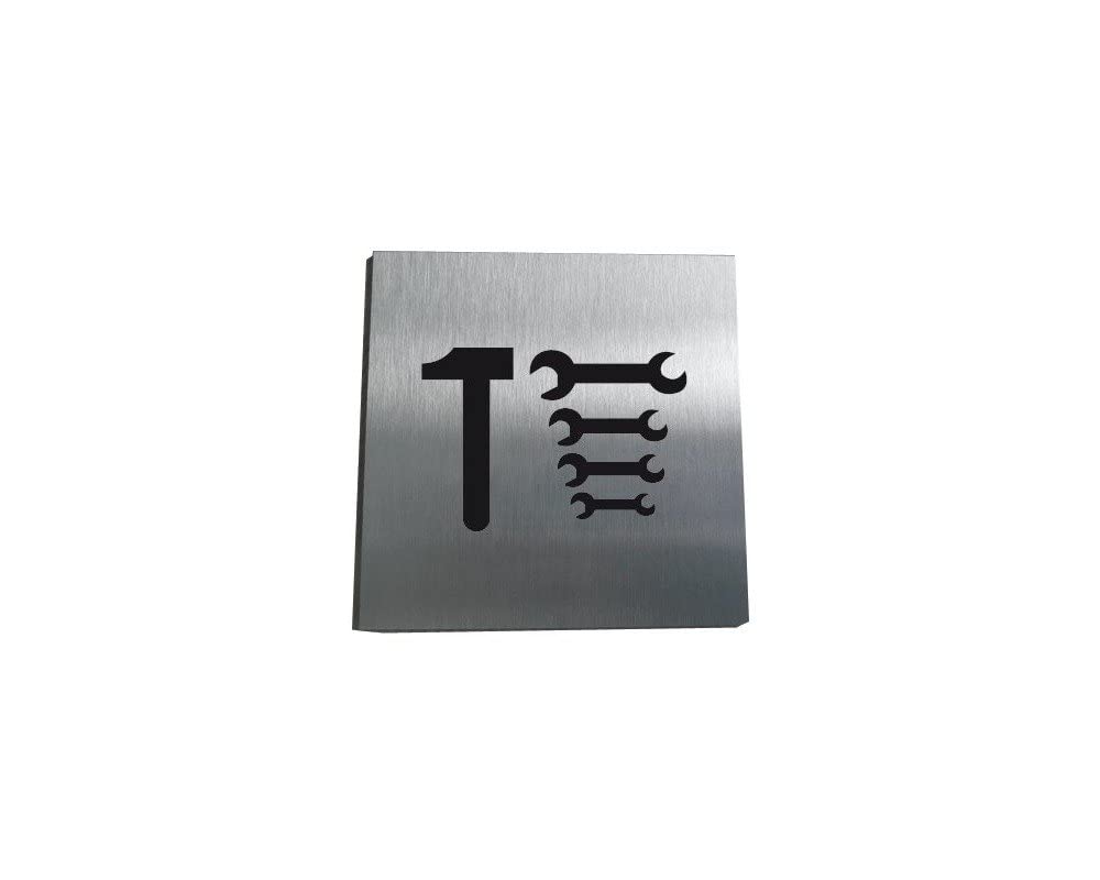 AUA SIGNALETIQUE - Plaque Alu Brossé Local Techniques - 130x130 mm, Alu Argent - Image 2