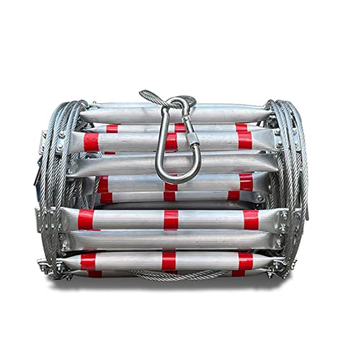 Gaiev Échelle de Secours d'urgence Extérieure,Échelle d'incendie pour Maisons à 2 étages,Échelle de Corde D'évacuation,Acier,sans/avec Base Fixe,3 m (Color : Without Base, Size : 5m/16ft)