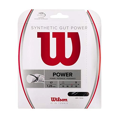 WILSON Synthetic Gut Power 40-Feet Tennis String Set, Black, 17