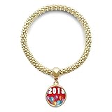 Clasificación: Pulsera DIYthinker 2018 Globo Año de la Cadena de joyería Perro Feliz Año Nuevo Pulsera de Oro Pendiente Redondo