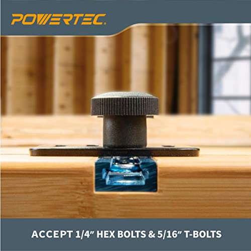 Image of POWERTEC Toggle Clamp Set for T track, 500 lbs Holding Capacity, 225D Quick Release lever clamp w /Mounting Plate for Woodworking Jigs and Fixtures, CNC Machine, Drill Press, Table Saw Sled (71819)