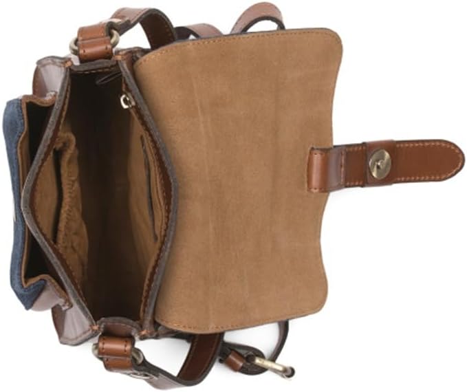 Denim Leather Colorblock Lari Crossbody