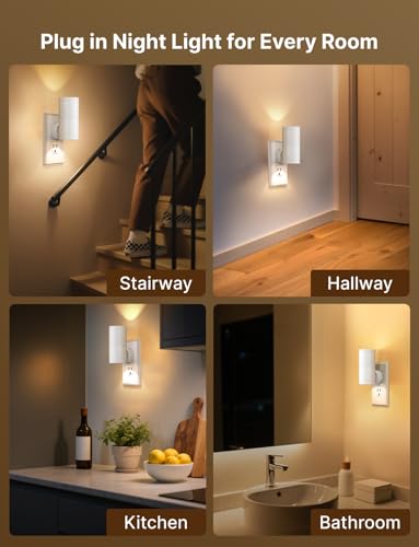 Image of Likelgn Night Light Plug into Wall, 2 Pack Dimmable LED Nightlight with Dusk to Dawn Sensor, Soft White Glow, for Hallway, Bathroom, Bedroom, White