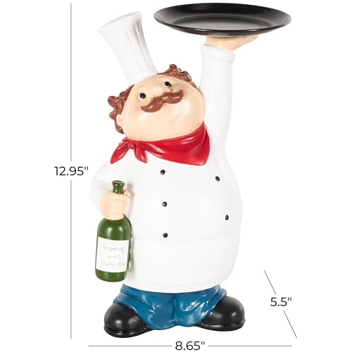 Escultura Decorativa Chef en Polystone Blanca 9"x6"x13" miniatura 5