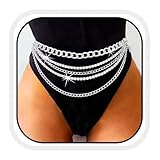COSYDAYS Rhinestone Waist Chain Belt Silver Layered Belly Chain Fashion Body Chain Jewelry for Women