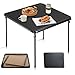 FurnitureR Folding Table 33.5 inches Square, No Assembly Required Saving for Home Office Indoor Small Spaces, Patio Balcony Backyard Poolside Outdoor, Black