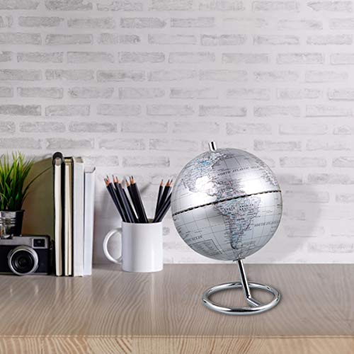 Globo Mundial Vintage de Prata da CliSPEED Globo Geográfico Antigo Globo Giratório Geográfico Terra