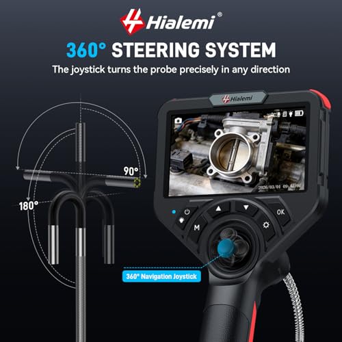 Image of 3.9mm 360 Articulating Borescope 4-Way Endoscope Camera with Light