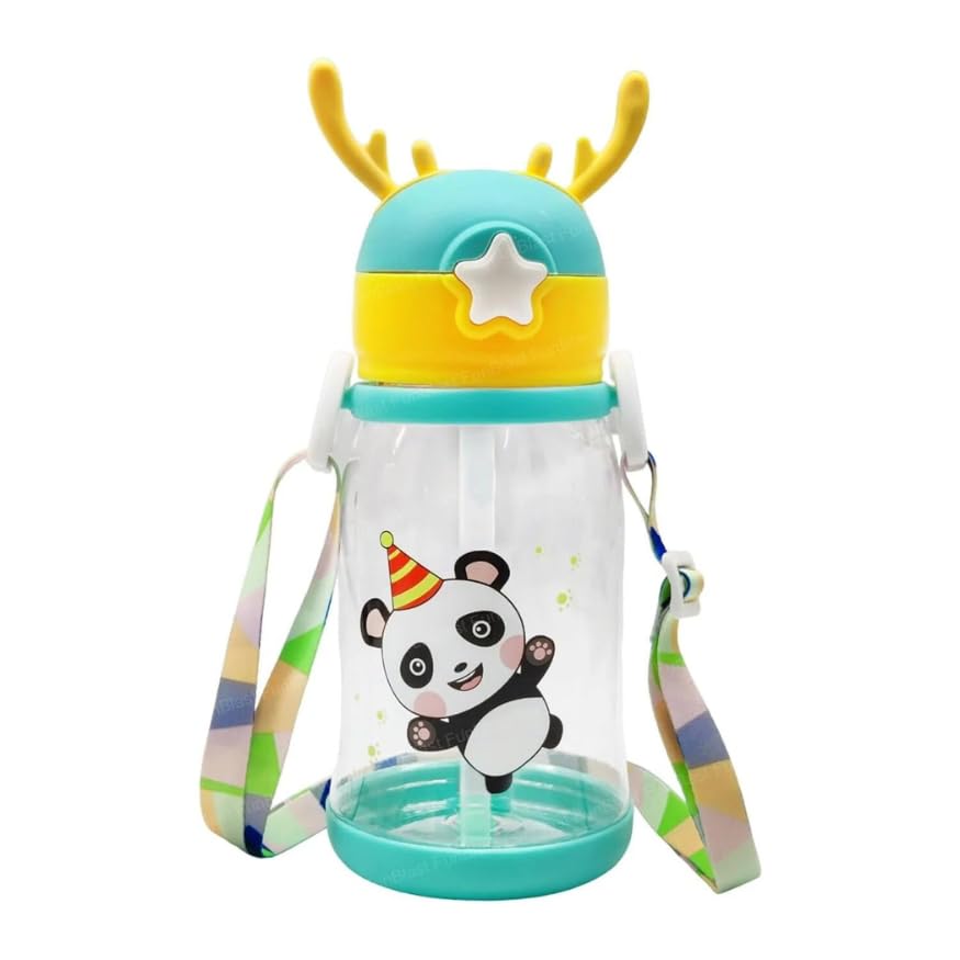 Cartoon Water Bottle with Straw - BPA Free, Leak-Proof, Non-Toxic...