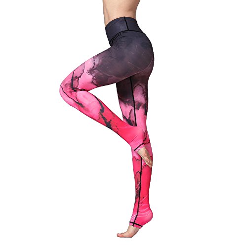 Women Yoga Pants Printed Over The Heel Stirrup Yoga Leggings High Waist Power Flex Capris Leggings for Fitness Running