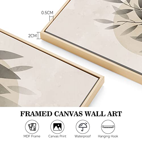 Framed Wall Art, Canvas Wall Decor Prints, Minimalistic Aesthetic Floral Plants Illustrations, Vintage Style Paintings Artwork, 12X16Inch, For Bathroom Living Room Bedroom Office Kitchen, Set Of 3 #TOP6