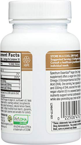 Spectrum Essentials Soft Gels, Vegan Ultra Omega-3 Epa And Dha With Vitamin D, 60 Count #TOP3