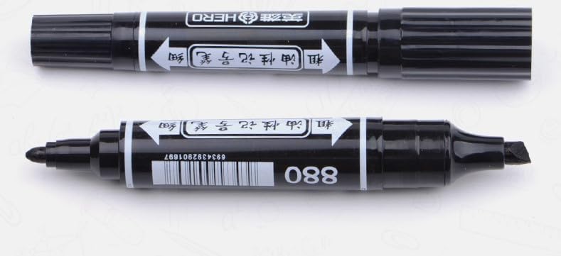 Miniatura 3 de 10 marcadores permanentes de doble punta de doble punta resistente a base de alcohol, negro, azul, rojo, almacén, escuela, oficina, negocios,