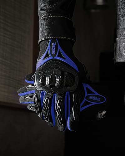 Iron Jia'S AXE10-BLUE-L Motorcycle Gloves Full Finger Durable For Road Racing Bike Summer Spring Powersports Support Touch Screen Blue-L thumb #7