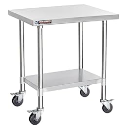 DuraSteel 30×24 NSF Stainless Steel Cart – Heavy Duty Rolling Food Prep Table with Undershelf – Metal Utility Cart for Commercial Restaurant Kitchen, Laundry, Grill Stand of Pizza Oven