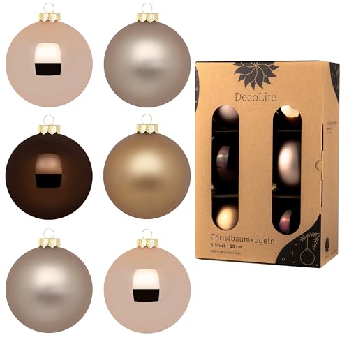 DecoLite: Christbaumkugeln aus Glas Ø 10 cm (6 Stück) - Lounge -...