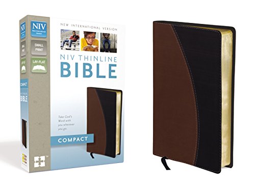 NIV, Thinline Bible, Compact, Leathersoft, Tan/Black, Red Letter Edition