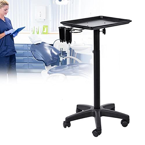 Ejoyous Friseurwagen aus Aluminium, Einzelschicht mit 2 Tassen, Metallring, Freilauf, Friseursalon Aufbewahrungswagen