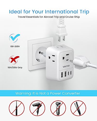 image for [2-Pack] European Travel Plug Adapter, VINTAR Foldable International T