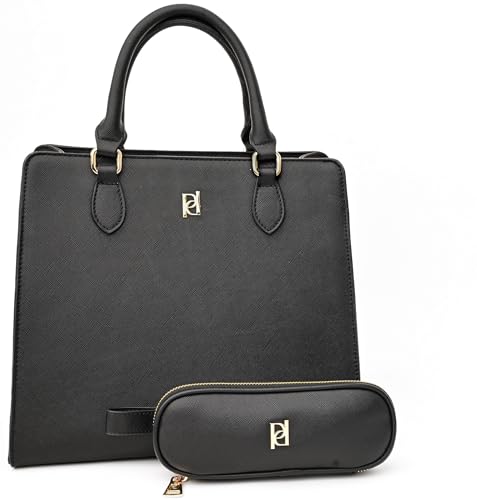 The Meghan - Black Lunch Satchel with Portable Utensils -