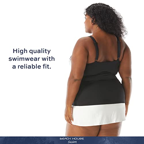BEACH HOUSE Emma Swim Skort – Saia de biquíni plus size modesta com shorts embutidos, Branco, 58