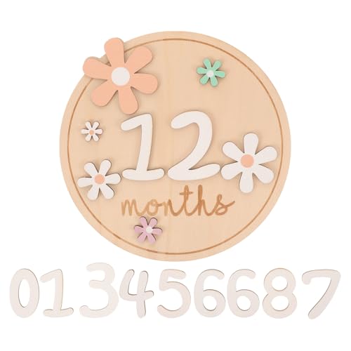 MUSISALY Tarjetas Mensuales con Superficie Lisa y Durabilidad para Niño de Madera Set de 1 para Fotografía en Casa o Fiesta, para Recién Nacidos y Nuevos Padres