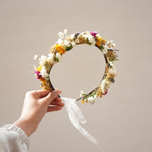Corona de flores secas para boda miniatura 2