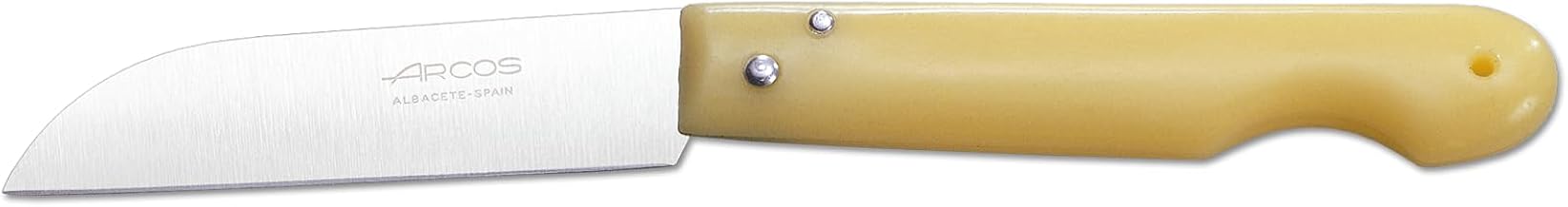 Arcos Serie Navajas Profesionales - Navaja Profesional - Hoja Filo de Acero Inoxidable NITRUM de 85 mm - Navaja de Acero Inoxidable Color amarillo