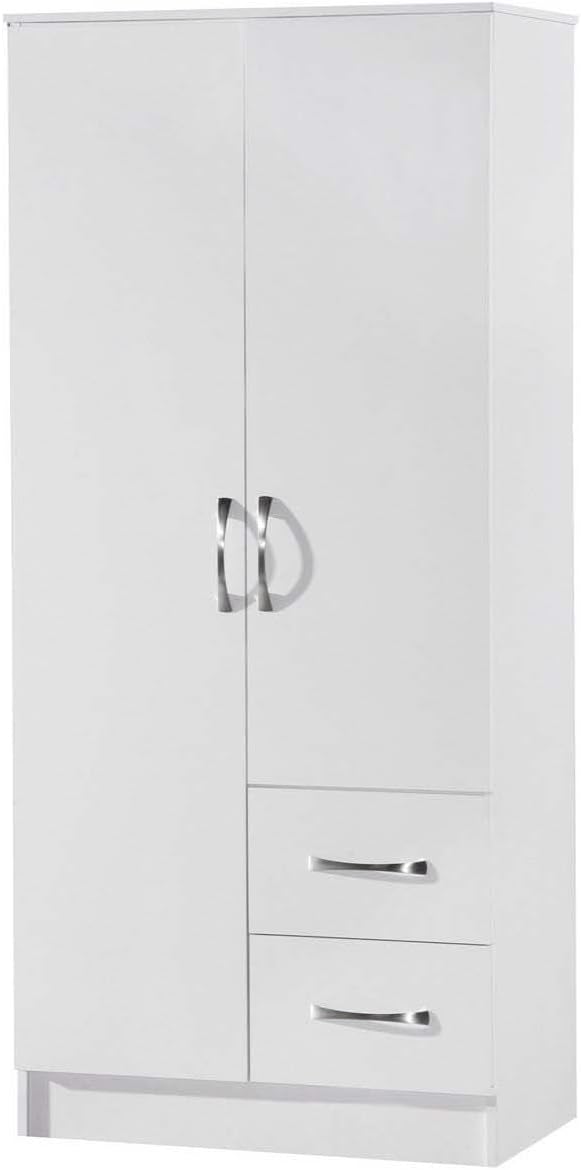 MARINA 2 DOOR DOUBLE COMBINATION WARDROBE ULTRA HIGH GLOSS QUALITY UNITS (WHITE GLOSS & WHITE ASH) by MARINA RANGE